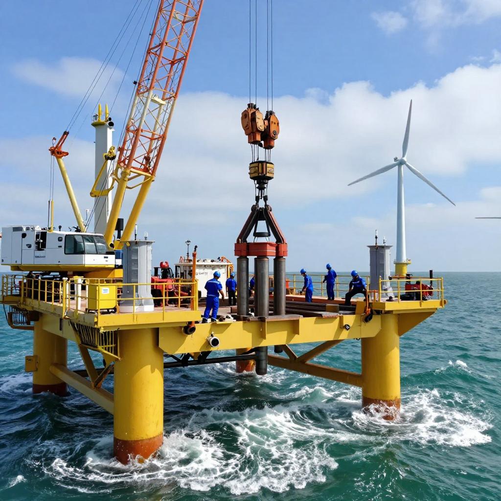 广西一海上风电示范项目开启首台风机基础海上施工作业第一张图