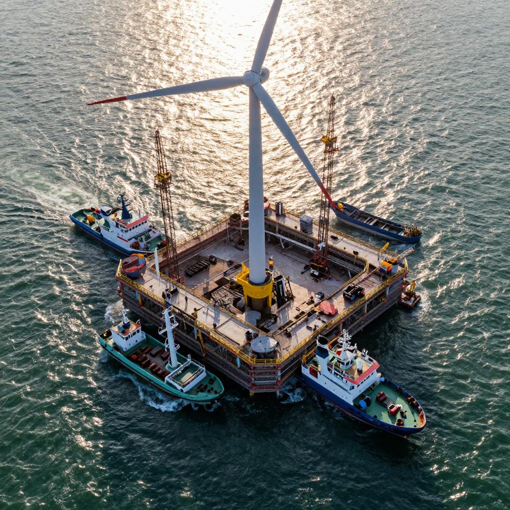 广西一海上风电示范项目开启首台风机基础海上施工作业第二张图