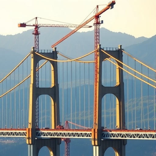 苍容高速浔江大桥主索鞍吊装完成 三塔悬索桥施工进展显著